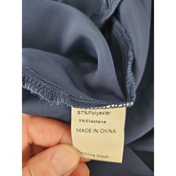 Kirundo Womens Sleeveless Navy Blue Ruffle Wrap Midi Dress Size Large Party - Picture 12 of 12